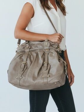 Sabina Taupe Leather-Style Slouch Tote Bag - Women's Shoulder Bag